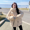 卡其色羽绒棉服女冬季2023韩系设计感连帽，加厚保暖棉衣棉袄潮