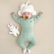 婴儿纯棉无骨无痕婴幼儿秋衣套装，男女宝宝贴身睡衣护肚二件套衣服