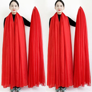 大红色丝巾女冬款保暖围巾披肩，3米百搭长款纱巾，夏季防晒红沙滩巾
