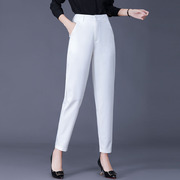 品质女裤白色萝卜裤2024春季款，青年女高腰，长裤直筒哈伦裤西裤
