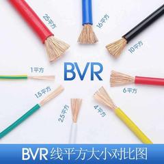 珠江电线电缆bvr4平方铜芯2.5/6/1.5/10纯铜家用家装国标多股软线