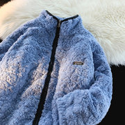 毛绒韩版上市常规羽绒服，立领拉链外套，冬装中性休闲上衣棉衣女