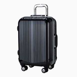 专用pc，铝框旅行行李箱拉杆箱24英寸万向轮，亮黑色