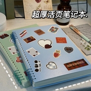 b5不硌手活页本可拆卸笔记本本子a4简约ins风线圈本大学生，考研加厚记事本，a5空白本软皮扣环替芯方网格(方网格)日记本