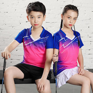 夏季儿童羽毛球套装短袖学生运动服乒乓球上衣速干比赛训练服定制