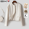 bxv法式名媛小香风外套，女2024春季小个子，高级感圆领长袖上衣