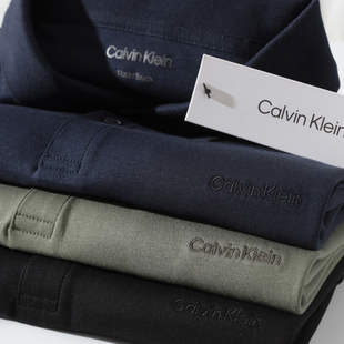 美版Calvin Klein男士商务翻领CK纯色polo衫简约休闲短袖T恤夏季