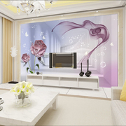 18d现代简约电视背景，墙纸壁画客厅沙发，无缝墙布舞动梦幻花朵壁纸