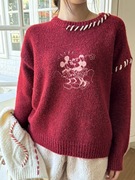 韩国东大门2023冬季宽松保暖童趣米奇套头毛衣女装