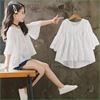 女童短袖t恤2024夏季儿童，韩版半袖宽松洋气，中大童雪纺衬衫