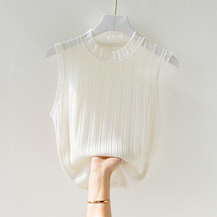 白色无袖蕾丝背心吊带衫，女大码2023年春夏，设计感内搭气质小衫