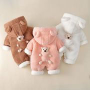婴儿连体衣秋冬熊猫宝宝棉服套装新生儿加绒加厚外出抱衣冬装
