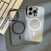 创意瓦楞支架适用苹果15promax手机壳iphone14pro金属镜头13保护套高级感透明外壳15pro2024手机套14plus