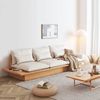 日式沙发实木框架客厅小户型，北欧简约储物三人，地台布艺原木侘寂风