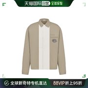 欧洲直邮DIOR/迪奥24 男士米褐色拼接棉质徽标贴片排扣夹克