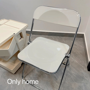 ins餐椅椅亚克力折叠椅，拍照透明椅子服装店凳子，家用白色折叠凳