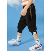 小鸟童装夏季男童针织七分裤，薄款舒适儿童，收口卫裤宽松休闲运动裤