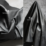 黑色直弹力针织涂层哑光梭织棉布料 时装风衣外套设计师创意面料