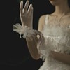 韩式新娘旅拍摄影蝴蝶结，婚礼服短款蕾丝手套，婚纱全指网纱配件饰品