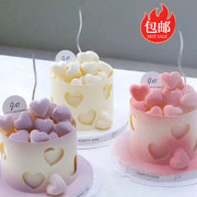 七夕情人节镂空爱心围边蛋糕装饰曲线生日蜡烛表白女神甜品台插件