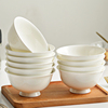 纯白色骨瓷饭碗防烫高足碗家用陶，瓷碗米饭碗白瓷小汤碗面碗餐具