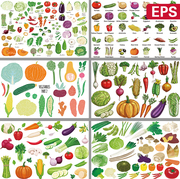 绿色有机蔬菜南瓜黄瓜葱姜蒜茄子食物食材UI图标EPS矢量设计素材
