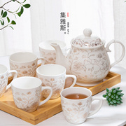 景德镇陶瓷茶具套装带把手茶杯茶壶套装家用办公水具饮具整套