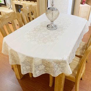 pvc桌布椭圆形餐桌垫防水防油防烫免洗茶几，台布烫金桌套圆桌桌布