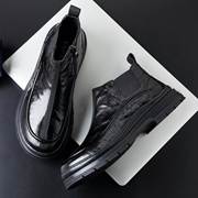秋季短靴韩版马丁靴短筒高级感真皮羊皮靴子，2024黑色马丁靴男