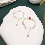 925银草莓晶水晶手链，珍珠手链手串轻奢气质，百搭珍珠水晶手饰