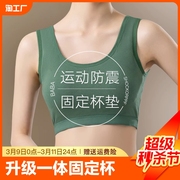 运动内衣女小胸聚拢收副乳防震防下垂纯棉美背心文胸一体式阶段