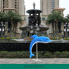 喷水仿真海豚玻璃钢景观雕塑摆件海洋动物游泳池酒店幼儿园林装饰