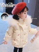 女童羽绒服2021中长款儿童韩版洋气白鸭绒(白鸭绒，)一岁女宝宝冬装外套