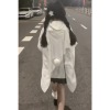 设计感小众可爱兔耳朵，卫衣女秋冬连帽加绒厚oversize宽松开衫外套