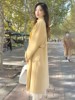 秋冬季黄色双面羊绒，呢子大衣女2024韩系中长款小香风毛呢外套