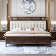 全实木乌金木软靠双人床，1.8m大床轻奢现代新中式高箱婚床主卧大床