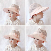 1一2岁女童帽子小公主遮阳帽女婴洋气甜美太阳帽一岁半女宝宝渔夫