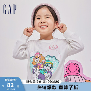 汪汪队联名Gap女幼童春秋长袖T恤儿童装宽松运动上衣847258