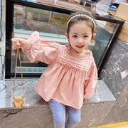 2-3-4-5-7岁韩版女童纯色衬衫，百搭女宝宝纯棉，娃娃衫