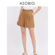 asobio2023宽松直筒阔腿高腰休闲女士，短裤女款夏季四分裤721