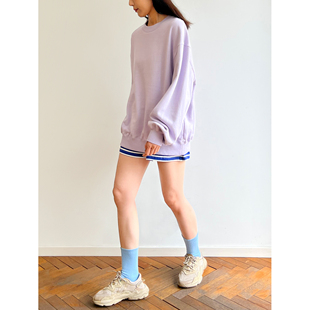 （3色）Plain Sight 浅黄、浅紫、花灰全棉中长款卫衣