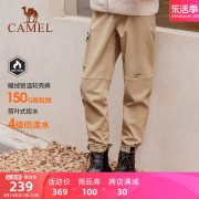 熊猫骆驼女装加绒休闲裤，2024冬户外束脚冲锋工装，运动裤子