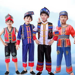 六一男童少数民族服装，儿童壮族演出服饰傣族，土家族演出服舞蹈服装