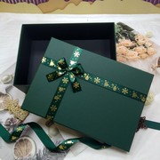 简约圣诞节墨绿色长方形生日盒T桖衬衫围巾A4画册相册包装盒