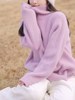韩系紫色高领毛衣女加厚内搭打底衫2023秋冬堆堆领针织衫上衣