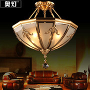 奥灯欧式全铜水晶led吸顶灯，全铜灯具餐厅书房间，温馨卧室灯6002