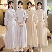 伴娘服2023中国风婚礼，新娘闺蜜姐妹团，伴娘裙复古中式旗袍礼服