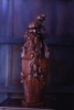 国宝珍品富贵平安海黄老料紫油梨牡丹貔貅花瓶木雕收藏名家孤品