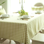 防水格子桌布布艺绿色小清新长，正方形餐桌布，幼儿园小方格茶几台布