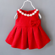 女童连衣裙女宝宝红色公主裙子，马甲背心裙婴儿，一周岁礼服春秋洋气